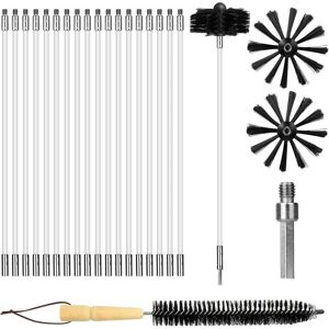 MEMKEY 22-piece chimney cleaning brush, exhaust duct cleaning set with 18 rods, 2 brush heads, 1 connector, 1 long brush, dryer chimney sweep set MEMKEY 22-piece chimney cleaning brush, exhaust duct cleaning set with 18 rods, 2 brush heads, 1 connector, 1 long brush, dryer chimney sweep set