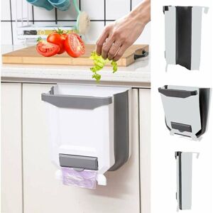 Dewdat - 2.4 Gallon Hanging Kitchen Collapsible Trash Can, 10L Small Plastic Collapsible Trash Can, White Dewdat - 2.4 Gallon Hanging Kitchen Collapsible Trash Can, 10L Small Plastic Collapsible Trash Can, White
