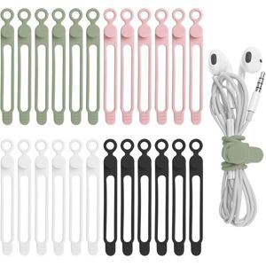 Ymyny - 24 Pack Silicone Cable Ties for Headphones, Phone Chargers, Computers, Reusable Cable Ties for Home, Office, Kitchen, School (4 Colors) Ymyny - 24 Pack Silicone Cable Ties for Headphones, Phone Chargers, Computers, Reusable Cable Ties for Home, Office, Kitchen, School (4 Colors)