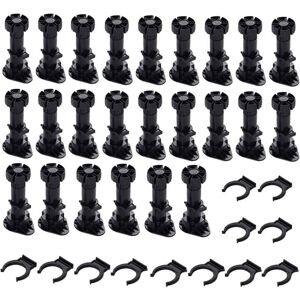 WOIYIC 24 Pcs Plastic Cabinet Legs, Furniture Legs, Adjustable Furniture Legs, Black Plastic Furniture Legs with Clip Base for Kitchen Cabinets, Wardrobe WOIYIC 24 Pcs Plastic Cabinet Legs, Furniture Legs, Adjustable Furniture Legs, Black Plastic Furniture Legs with Clip Base for Kitchen Cabinets, Wardrobe