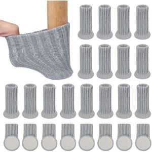 BEIJIYI 24 Pieces Soft Non-Slip Table Leg Pads, Elastic Chair Socks, Felt Floor Protectors for Furniture Legs (Grey) BEIJIYI 24 Pieces Soft Non-Slip Table Leg Pads, Elastic Chair Socks, Felt Floor Protectors for Furniture Legs (Grey)