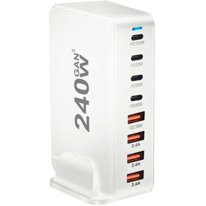 Tlily - 240W usb-c 8-Port pd GaN Charger PD3.0 QC3.0 Fast Charging White (eu) Tlily - 240W usb-c 8-Port pd GaN Charger PD3.0 QC3.0 Fast Charging White (eu)