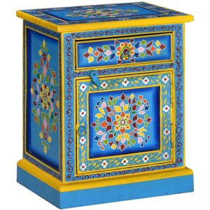 Bedside Cabinet Solid Mango Wood Turquoise Hand Painted vidaXL Bedside Cabinet Solid Mango Wood Turquoise Hand Painted vidaXL