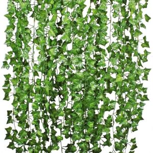 Ikodm - 24m Artificial Hanging Ivy Leaf Garland with 12 Strands Artificial Green Vine Flowers Ikodm - 24m Artificial Hanging Ivy Leaf Garland with 12 Strands Artificial Green Vine Flowers