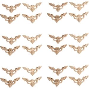 Tlily - 24Pcs 8 x 8cm Wood Carved Corner Onlay Furniture Applique Decorations Unpainted Tlily - 24Pcs 8 x 8cm Wood Carved Corner Onlay Furniture Applique Decorations Unpainted