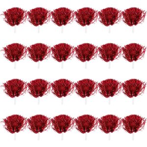 TLILY 24Pcs Cheerleading Pom Poms Metallic Foil Cheer with Plastic Handle for Adults Kids Cheerleaders Party Red TLILY 24Pcs Cheerleading Pom Poms Metallic Foil Cheer with Plastic Handle for Adults Kids Cheerleaders Party Red