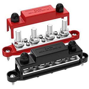 TLILY 250A 12V Bus Bar Battery Power Distribution Block Car Audio 12 Volt dc Busbar 4 x 3/8Inch Posts 6 8 Screws TLILY 250A 12V Bus Bar Battery Power Distribution Block Car Audio 12 Volt dc Busbar 4 x 3/8Inch Posts 6 8 Screws