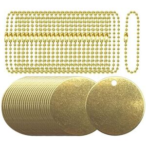 TLILY 25Pcs 1.5inch Brass Valve Tags Stamping Blank with Hole and 2.4mm Metal Ball Chains for Pipe Valves, Equipment TLILY 25Pcs 1.5inch Brass Valve Tags Stamping Blank with Hole and 2.4mm Metal Ball Chains for Pipe Valves, Equipment