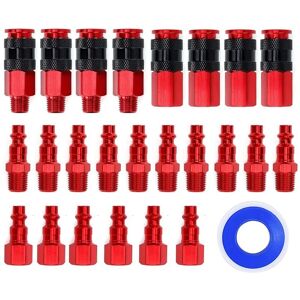 TLILY 25Pieces 1/4Inch npt Air Coupler and Plug Kit,Aluminum Quick Connect TLILY 25Pieces 1/4Inch npt Air Coupler and Plug Kit,Aluminum Quick Connect