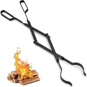 Cyslmuk - 26 Inch Long Fireplace Tongs, Heavy Duty Wrought Iron Fire Pit Tongs, Indoor Outdoor Wood Stove Fireplace Tools Cyslmuk - 26 Inch Long Fireplace Tongs, Heavy Duty Wrought Iron Fire Pit Tongs, Indoor Outdoor Wood Stove Fireplace Tools
