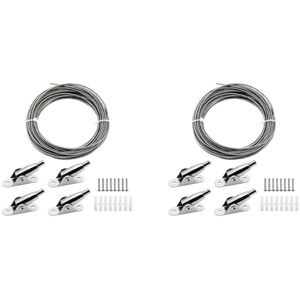 TLILY 2pcs 10M Stainless Steel Wire Rope Coated 2 mm Steel Rope Adjustable Curtain Rope Hanging Rope with Mounting Clamps TLILY 2pcs 10M Stainless Steel Wire Rope Coated 2 mm Steel Rope Adjustable Curtain Rope Hanging Rope with Mounting Clamps