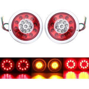 MEMKEY 2 Pack 19 led Round Amber Red Truck Trailer Tail Lights Truck Tail Lamps Indicators 10-30V Silver MEMKEY 2 Pack 19 led Round Amber Red Truck Trailer Tail Lights Truck Tail Lamps Indicators 10-30V Silver