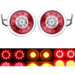 TINOR 2Pcs 19 led Round Tail Lights Amber Red Truck Trailer Lorry Turn Signal Indicator Lamp 10-30V Silver TINOR 2Pcs 19 led Round Tail Lights Amber Red Truck Trailer Lorry Turn Signal Indicator Lamp 10-30V Silver