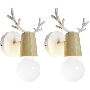 Axhup - 2pcs Creative Wall Lamp Modern Antlers Shape Wall Light Wood Christmas Deer Wall Sconce for Living Room Bedroom Bedside (White) Axhup - 2pcs Creative Wall Lamp Modern Antlers Shape Wall Light Wood Christmas Deer Wall Sconce for Living Room Bedroom Bedside (White)