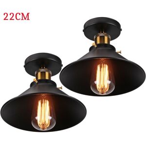 Axhup - 2PCS Ceiling Light Vintage Retro Ceiling Lamp Industrial Iron Lampshade 22cm for Bedroom Kitchen Loft Black Axhup - 2PCS Ceiling Light Vintage Retro Ceiling Lamp Industrial Iron Lampshade 22cm for Bedroom Kitchen Loft Black