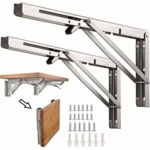 TOOLIVE 2PCS Folding Brackets - 8 Inch - Stainless Steel Folding Shelf Brackets - Max Load 50KG - Silver TOOLIVE 2PCS Folding Brackets - 8 Inch - Stainless Steel Folding Shelf Brackets - Max Load 50KG - Silver