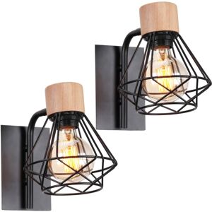 NORCKS 2PCS Indoor Retro Wall Lights Metal Cage Wall Sconce Modern Retro Wall Light Black For Bedroom Kitchen Living Room NORCKS 2PCS Indoor Retro Wall Lights Metal Cage Wall Sconce Modern Retro Wall Light Black For Bedroom Kitchen Living Room