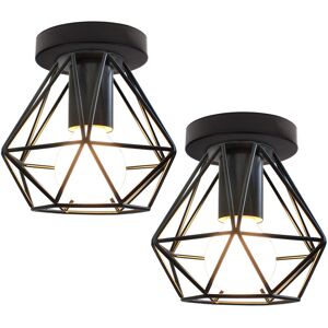 AXHUP 2pcs Vintage Ceiling Lightight Fitting, Industrial Flush Mount Ø16cm Mini Diamond Ceiling Lamp, Chandelier Fixture with Cage Lampshade for Bedroom AXHUP 2pcs Vintage Ceiling Lightight Fitting, Industrial Flush Mount Ø16cm Mini Diamond Ceiling Lamp, Chandelier Fixture with Cage Lampshade for Bedroom