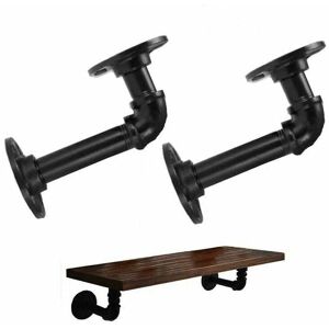 DEWDAT 2pcs Industrial Pipe Shelf Brackets for Shelving, Black Metal Pipe Floating Shelf Bracket in L-Shaped Rustic Farmhouse Vintage Style Heavy Duty DEWDAT 2pcs Industrial Pipe Shelf Brackets for Shelving, Black Metal Pipe Floating Shelf Bracket in L-Shaped Rustic Farmhouse Vintage Style Heavy Duty
