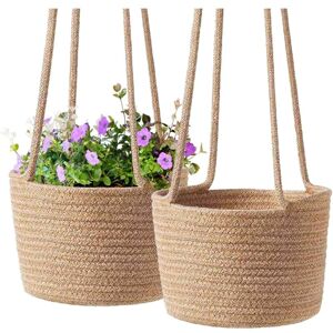 MEMKEY 2pcs Macrame Hanging Pot, Macrame Flower Basket, Cotton Rope Hanging Basket, Flower Pot, Plant Hanger, Plant Pot Holder, Handmade Flower Pot MEMKEY 2pcs Macrame Hanging Pot, Macrame Flower Basket, Cotton Rope Hanging Basket, Flower Pot, Plant Hanger, Plant Pot Holder, Handmade Flower Pot
