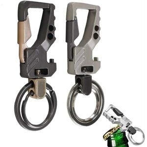 HOOPZI 2pcs Men Car Keychain Carabiner Key Ring Bottle Opener Metal Keychain Bottle Opener Black and Silver HOOPZI 2pcs Men Car Keychain Carabiner Key Ring Bottle Opener Metal Keychain Bottle Opener Black and Silver