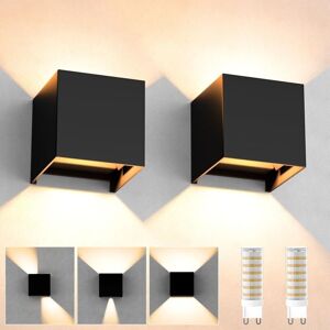 AXHUP 2pcs Outdoor/Indoor LED Wall Light, Modern 12W 3000K Wall Lamp Black Lighting Fixture IP65 Adjustable Lighting Angle for Hallway Bedroom Balcony Porch AXHUP 2pcs Outdoor/Indoor LED Wall Light, Modern 12W 3000K Wall Lamp Black Lighting Fixture IP65 Adjustable Lighting Angle for Hallway Bedroom Balcony Porch