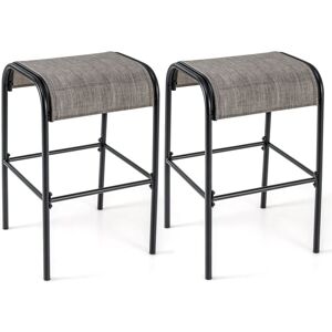 Costway - Patio Bar Stools Set of 2 76 cm Outdoor Metal Bar Height Bistro Stools Costway - Patio Bar Stools Set of 2 76 cm Outdoor Metal Bar Height Bistro Stools