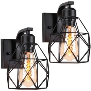 NORCKS 2PCS Retro Indoor Wall Lights Metal Cage Wall Sconce Modern Retro Wall Light Black For Bedroom Kitchen Living Room NORCKS 2PCS Retro Indoor Wall Lights Metal Cage Wall Sconce Modern Retro Wall Light Black For Bedroom Kitchen Living Room