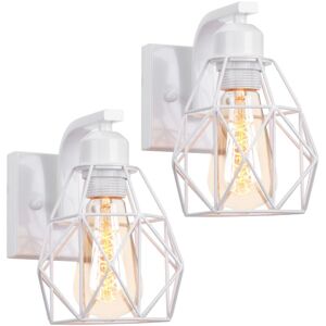 NORCKS 2PCS Retro Indoor Wall Lights Metal Cage Wall Sconce Modern Retro Wall Light White For Bedroom Kitchen Living Room NORCKS 2PCS Retro Indoor Wall Lights Metal Cage Wall Sconce Modern Retro Wall Light White For Bedroom Kitchen Living Room