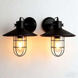 NORCKS 2PCS Retro Wall Lights Vintage Wall Lights E27 Iron Wall Light For Bedroom Bar Hotel Black NORCKS 2PCS Retro Wall Lights Vintage Wall Lights E27 Iron Wall Light For Bedroom Bar Hotel Black