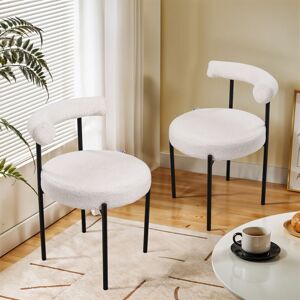 LIVINGANDHOME 2PCS Sherpa Fleece Upholstered Dining Chairs LIVINGANDHOME 2PCS Sherpa Fleece Upholstered Dining Chairs