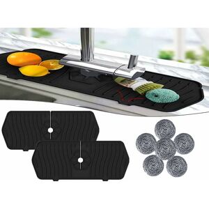 Héloise - 2PCS Silicone Faucet Mat, Silicone Anti-Drip Mat, Faucet Water Catch Mat, Send 6PCS Kitchen Cleaning Balls, for Kitchen Bathroom Sink Héloise - 2PCS Silicone Faucet Mat, Silicone Anti-Drip Mat, Faucet Water Catch Mat, Send 6PCS Kitchen Cleaning Balls, for Kitchen Bathroom Sink