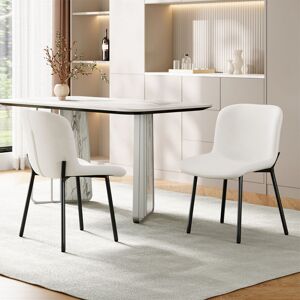 LIVINGANDHOME 2Pcs Teddy Fleece Upholstered Dining Chair LIVINGANDHOME 2Pcs Teddy Fleece Upholstered Dining Chair
