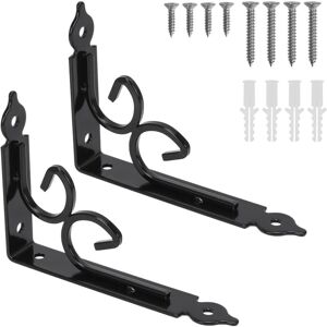 MEMKEY 2pcs Wall Shelf Bracket, Heavy Duty Bracket, Vintage Black Metal Bracket 150x115x3mm Fixing Bracket Wrought Iron Bracket with Dowel Screws for Wall MEMKEY 2pcs Wall Shelf Bracket, Heavy Duty Bracket, Vintage Black Metal Bracket 150x115x3mm Fixing Bracket Wrought Iron Bracket with Dowel Screws for Wall