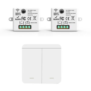 TLILY 2PCS Wireless Light Wall Switch RF 433Mhz Relay Receiver with 1x 2Gang Panel LED Remote Control for Lamp TLILY 2PCS Wireless Light Wall Switch RF 433Mhz Relay Receiver with 1x 2Gang Panel LED Remote Control for Lamp
