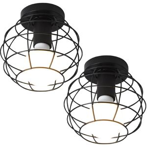 Norcks - 2PCS)Retro Ceiling Lamp Industrial Ceiling Light E27 Black Metal Cage Chandelier For Kitchen Hallway Norcks - 2PCS)Retro Ceiling Lamp Industrial Ceiling Light E27 Black Metal Cage Chandelier For Kitchen Hallway