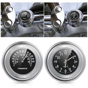 LINGHHANG 2pcs (Black Surface Duration + Black Surface Temperature) Motorcycle Watch Clock Thermometer Motorbike 22-25MM Handlebar Mount Dial Clock Watch LINGHHANG 2pcs (Black Surface Duration + Black Surface Temperature) Motorcycle Watch Clock Thermometer Motorbike 22-25MM Handlebar Mount Dial Clock Watch