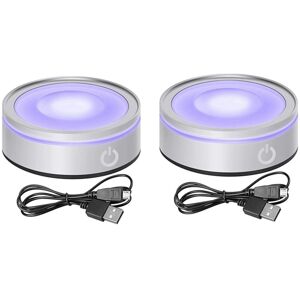 Tlily - 2X led Light Base with Display Colorful Round Touch Sensitive Stand for 3D Crystal Glass Photo Frame Concave Silver Tlily - 2X led Light Base with Display Colorful Round Touch Sensitive Stand for 3D Crystal Glass Photo Frame Concave Silver
