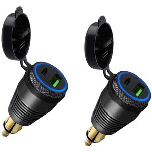 TLILY 2X Motorcycle DIN Socket Waterproof QC3.0 USB & Type C 30W Power Adapter Charger TLILY 2X Motorcycle DIN Socket Waterproof QC3.0 USB & Type C 30W Power Adapter Charger