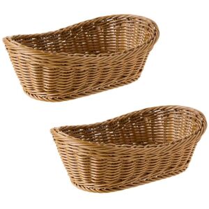 Tlily - 2X Oval Wicker Woven Bread Serving Basket, 11 Inch Storage for Tabletop Cosmetic Fruit Food and Bathroom Tlily - 2X Oval Wicker Woven Bread Serving Basket, 11 Inch Storage for Tabletop Cosmetic Fruit Food and Bathroom