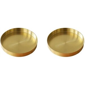 TLILY 2X Round Gold Tray, Decorative Metal Makeup Organizer for Vanity, Bathroom, Dresser, Matte Brass Finish, 4.9 Inch TLILY 2X Round Gold Tray, Decorative Metal Makeup Organizer for Vanity, Bathroom, Dresser, Matte Brass Finish, 4.9 Inch