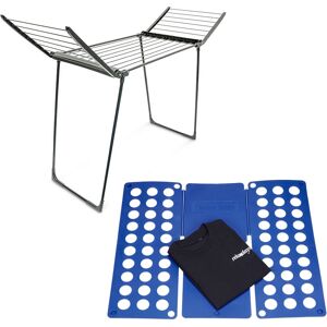 Relaxdays - 2-piece Household Set, Folding Board & Drying Rack, 13 m Dry Length, Laundry Organiser, Fold to A4 Size Relaxdays - 2-piece Household Set, Folding Board & Drying Rack, 13 m Dry Length, Laundry Organiser, Fold to A4 Size
