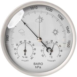 Tinor - 3-in-1 analog weather station in stainless steel Ø132mm - Barometer, thermometer, hygrometer Tinor - 3-in-1 analog weather station in stainless steel Ø132mm - Barometer, thermometer, hygrometer