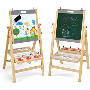 Costway - 3-in-1 Foldable Kids Easel Kids Wooden Art Easel Double Sided Blackboard Chalks Costway - 3-in-1 Foldable Kids Easel Kids Wooden Art Easel Double Sided Blackboard Chalks