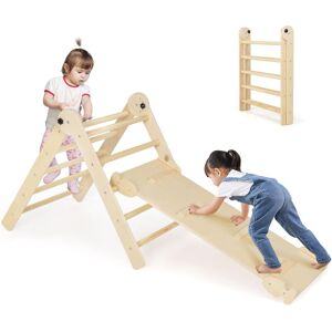 COSTWAY 3-in-1 Triangular Climbing Toys Indoor & Outdoor Playground w/ Pikler Triangle & Sliding COSTWAY 3-in-1 Triangular Climbing Toys Indoor & Outdoor Playground w/ Pikler Triangle & Sliding