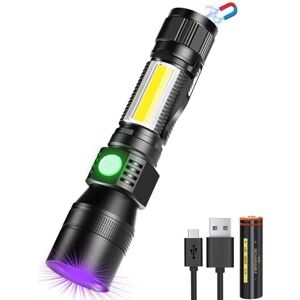 Longziming - 3 in 1 uv Flashlight - usb Rechargeable led Flashlight - Magnetic Zoomable - cob Waterproof Work Light - 7 Modes - 395nm Urine Detector Longziming - 3 in 1 uv Flashlight - usb Rechargeable led Flashlight - Magnetic Zoomable - cob Waterproof Work Light - 7 Modes - 395nm Urine Detector