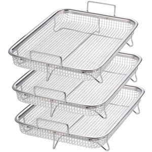 TLILY 3 Pack Air Fryer Basket for Oven, Stainless Steel Grill Non-Stick Mesh Set, Tray Wire Rack TLILY 3 Pack Air Fryer Basket for Oven, Stainless Steel Grill Non-Stick Mesh Set, Tray Wire Rack