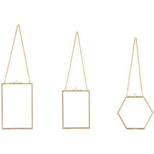 TLILY 3 Packs Pressed Flowers Glass Frames- Golden Hanging Picture Frames with Chain Floating diy Artwork Display TLILY 3 Packs Pressed Flowers Glass Frames- Golden Hanging Picture Frames with Chain Floating diy Artwork Display