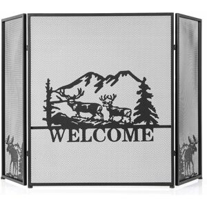 Costway - 3-Panel Fireplace Folding Spark Guard Screen Decorative Mesh Fireplace Barrier Costway - 3-Panel Fireplace Folding Spark Guard Screen Decorative Mesh Fireplace Barrier