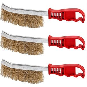 Memkey - Set of 3 Hand Wire Brushes, Nylon, Brass, Stainless Steel, Large Brass Cleaning Brush for Wood, Welding Slag Cleaning, Rust Removal Memkey - Set of 3 Hand Wire Brushes, Nylon, Brass, Stainless Steel, Large Brass Cleaning Brush for Wood, Welding Slag Cleaning, Rust Removal